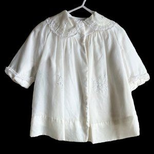 Baby White Nylon Embroidered Christening Coat